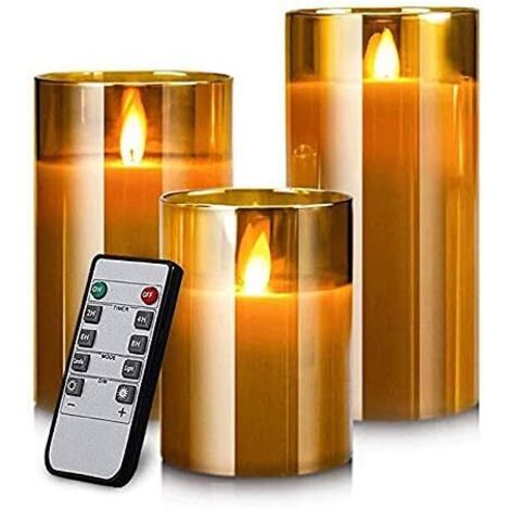 Bougies Led sans flamme avec Pôles avec minuterie à effet de verre à distance marron-Fei Yu (1/4)