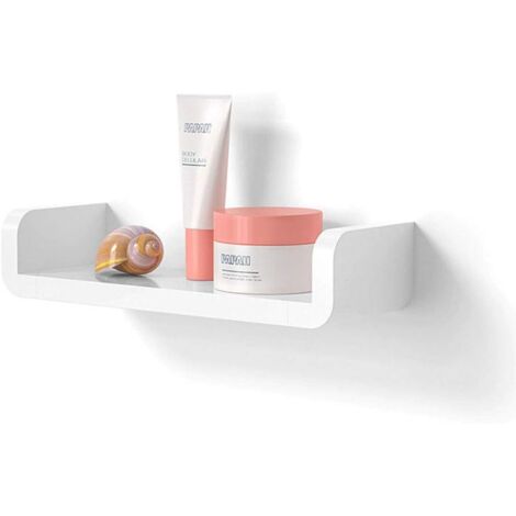Étagère Murale étagère Flottante, Non perforée, utilisée pour l'affichage Mural de Salle de Bain, utilisée pour la décoration de la Maison/Cuisine/étagère de Rangement de Salle de Bain (Blanc)-Fei Yu (1/4)