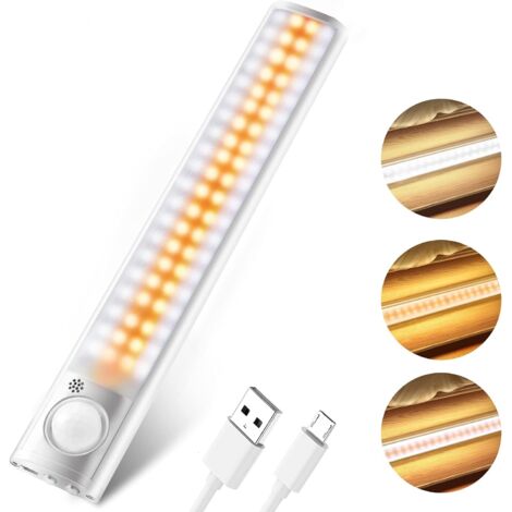 Éclairage d'armoire à détecteur de mouvement à LED, éclairage sous-unité à 80 LED avec 3 modes, éclairage de cuisine avec 3 niveaux de luminosité-Fei Yu (1/5)