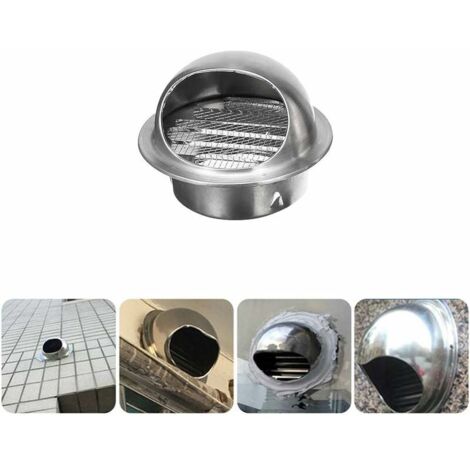 Grille aération VMC 100mm en acier inoxydable – Inclinaison 45° – Filtre anti-insectes – Ventilation efficace pour hottes extérieures (1/5)