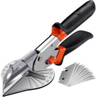 Cisailles à ttôle d'angle de 45°à 135°, ciseaux de goulottes de câbles polyvalents, outils de coupe quart de rond pour couper des tuyaux en PVC PPR PE Comprend 10 lames de rechange