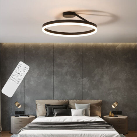 Lámpara de techo LED minimalista negra con anillo de metal, atenuación continua a 3 temperaturas de color, 40 x 16 cm (1/5)
