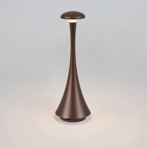 Lámpara De Mesa De Setas, Luz Nocturna De 3 Temperaturas De Color, Recargable, Luz De Ambiente Táctil Inalámbrica, Café (1/5)