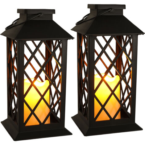Juego de 2 velas solares LED colgantes para exterior, con sensor inteligente, para decoración de jardín.