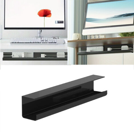 Organizador de cables para escritorio de 55 cm, bandeja para cables, instalación autoadhesiva sencilla, gestión de cables ordenada para escritorio, color negro. (1/5)
