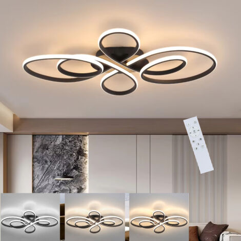 LED Negro Regulable 80 cm Salón 60W Dormitorio Moderno con Control Remoto Diseño Ideal para Comedor Oficina Cocina