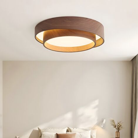 Lámpara de techo LED de madera de nogal nórdico, redonda, para interiores, apta para salón, comedor, balcón, dormitorio, 50 cm, 3000 K. (1/5)