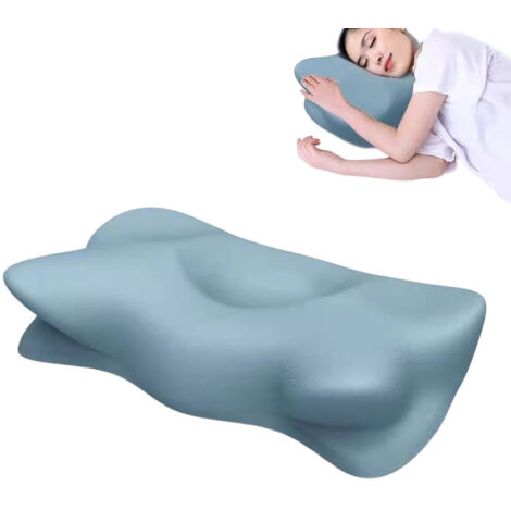 Almohada cervical de espuma viscoelástica con forma de mariposa, almohada de soporte cervical, almohada ergonómica, almohada para el cuello (azul) (1/5)