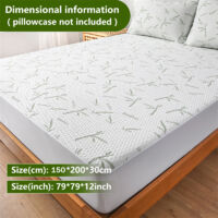 Protector de colchón de fibra de bambú transpirable, impermeable, tejido jacquard, hipoalergénico, lavable a máquina, 150 x 200 x 30 cm