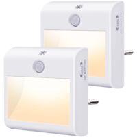 Paquete de 2 luces nocturnas con sensor de movimiento, 3 modos, sensor inalámbrico regulable, luz nocturna LED blanca cálida para dormitorio