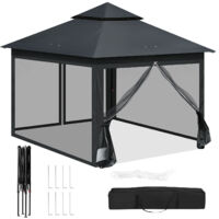 Cenador para Exteriores,Toldo de Tela Oxford con Mosquitera,Refugio Impermeable con Sombra,Ideal para Patios Traseros y Jardines(Gris Oscuro)