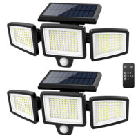 AUTRUCKER Ein Set aus zwei Solarleuchten für den Außenbereich mit insgesamt 210 LEDs, inklusive Fernbedienung, Drei-Kopf-Bewegungsmelder, IP65-Wasserschutzklasse und drei Modi.