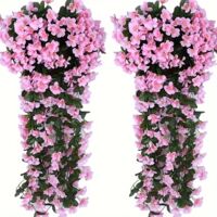 Set mit 4 künstlichen Hortensienblüten, künstlichen Ranken für Wand und Balkon, dekorative künstliche Hortensien, rosa