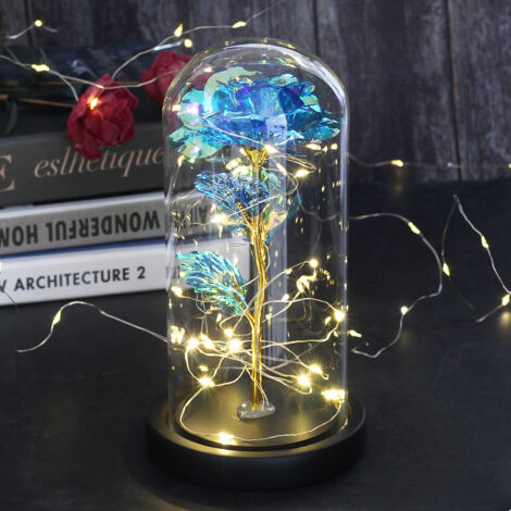 Blaue Ewige Rose LED unter Glasglocke, Stimmungslicht Dekolampe mit Beleuchtung, Romantische Innenbeleuchtung für Wohnzimmer Schlafzimmer, Geschenk Weihnachten Geburtstag (1/5)