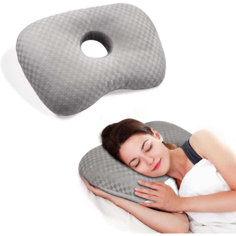 Ergonomisches Seitenschläferkissen mit Ohröffnung, Entlastet Druckstellen und Dekubitus, Ideal für Seitenschläfer, Einstellbares Kissen aus Baumwolle und Polyester für Komfort
