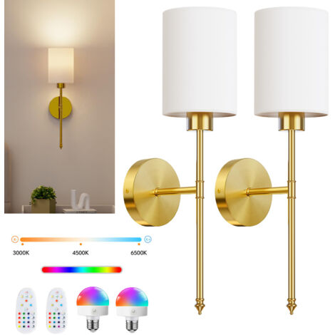 2er-Pack kabellose Wandleuchten, batteriebetriebene Wandlampen mit Fernbedienung, dimmbare RGB-LED-Leuchtmittel, keine Verkabelung