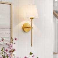 Wandleuchten im Retro-Industrie-Stil mit weißem Stoffschirm, geeignet für Schlafzimmer (Leuchtmittel nicht enthalten).