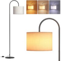 Stehlampe fürs Wohnzimmer, 720 Lumen – 12-W-LED-Leuchtmittel, moderne Stehlampe mit Leinenschirm, 3 Farbtemperaturen