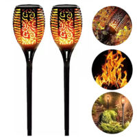 2er-Pack Solar-Flammenleuchten mit 96 LEDs, wasserdicht, für Wege, Terrasse, Rasen und Garten