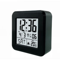 2er Set LCD-Digitalwecker Doppelalarm, Temperaturanzeige, Datum, Snooze, Manuelle Zeiteinstellung, Kompakte Batterieversion für Zuhause und Büro, Schwarz