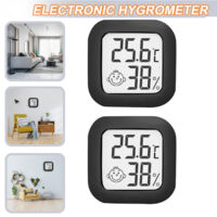 2er Set Mini Hygrometer Thermometer Digital LCD Schwarz, Innen Temperatur- und Feuchtigkeitssensor, Präzise Digitale Anzeige für Büro Haus Babyzimmer