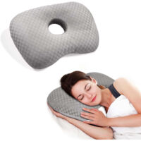 Ergonomisches Seitenschläferkissen mit Ohröffnung, Entlastet Druckstellen und Dekubitus, Ideal für Seitenschläfer, Einstellbares Kissen aus Baumwolle und Polyester für Komfort