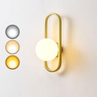 Applique moderne avec abat-jour blanc, ampoule 3 couleurs, éclairage en fer pour chambre à coucher, salon, couloir