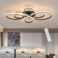 Schwarze, dimmbare LED-Deckenleuchte, 80 cm, 60 W — Modernes Design für Wohn- & Schlafzimmer, mit Fernbedienung — Ideal für Esszimmer, Büro oder Küche