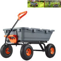 Gartenwagen, multifunktionale Handwagen, Transportfahrzeug, Kippmulde, Müllwagen, geeignet für Rasenflächen und Terrassen (544 kg)