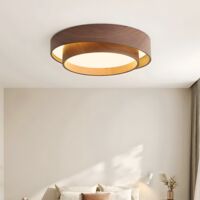Nordische LED-Deckenleuchte aus Nussbaumholz, rund, für Innenräume, geeignet für Wohnzimmer, Esszimmer, Balkon, Schlafzimmer, 50 cm, 3000 K