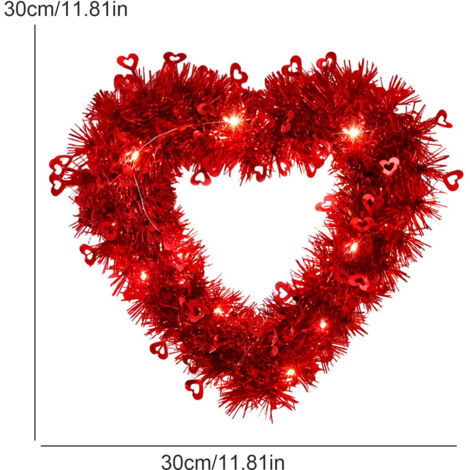 Decorazioni da parete per San Valentino, ghirlande luminose a LED a forma di cuore, decorazioni sospese a forma di cuore, luci gialle calde.