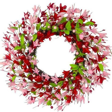Ghirlanda decorativa per San Valentino, ghirlanda di bacche artificiali, ornamento decorativo per San Valentino, 50 cm