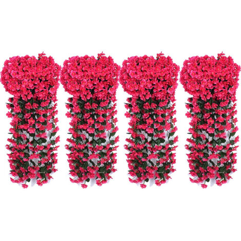 8 pezzi di ortensia artificiale decorativa, fiori artificiali rampicanti, piante decorative da appendere alla parete, rosa rossa (1/5)