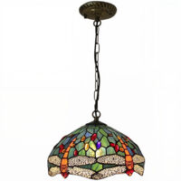 AUTRUCKER Lampada a sospensione Tiffany Sunflower in vetro colorato assemblato, lampada a sospensione per isola cucina, soggiorno, camera da letto, E26