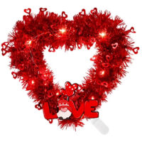 Ghirlanda floreale a forma di cuore per San Valentino, ghirlanda a forma di cuore luminosa a LED, ghirlanda dell'amore (con luci)