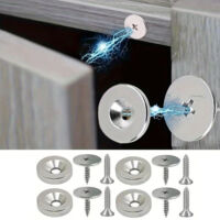 LEDANDER Set di 4 Chiusure Magnetiche per Ante — Chiudiporta Magnetici Rotondi in Metallo per Armadi e Mobili