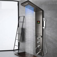 Colonna doccia multifunzionale con display digitale, miscelatore bagno moderno, rubinetto doccia (Colore: Grigio scuro)