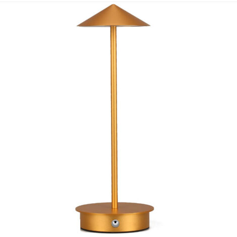 Lampada da scrivania touch in metallo Lampada da tavolo in acrilico dimmerabile a 3 colori Lampada da scrivania portatile ricaricabile, Oro (1/5)
