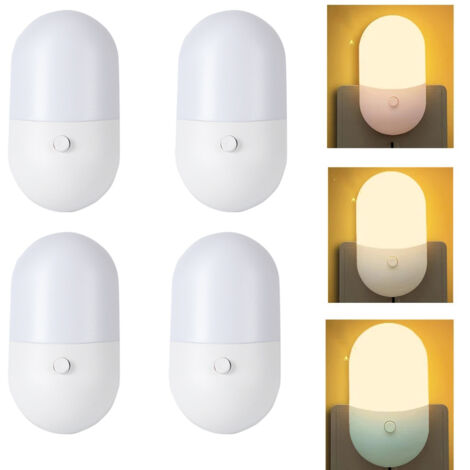Set di luci notturne a risparmio energetico Phlanp da 4 pezzi con spina a LED, lampada con presa, illuminazione interna per camera da letto, comodino, spina UE (1/5)