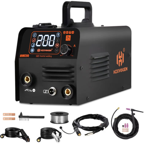 Saldatrice semiautomatica MIG/TIG/MMA 3 in 1 HVM200 Inverter Welder Synergy Tool senza gas per saldatura a ferro senza gas con torcia TIG