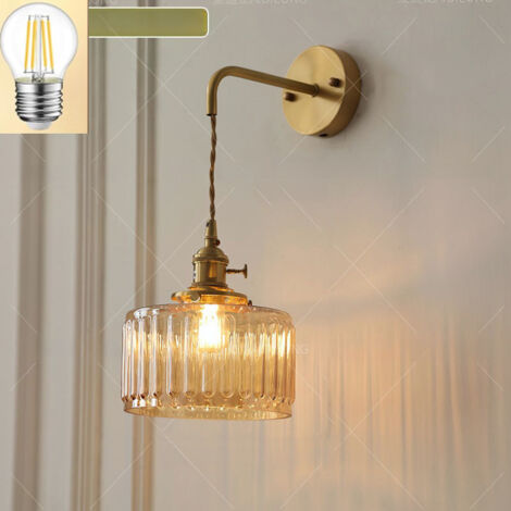 Moderna lampada da parete E27 220V con catena da 100 cm, luce calda adatta per comodino, bar, ingresso (con lampadina) (1/5)