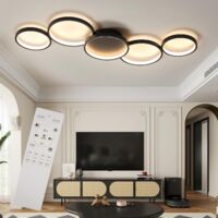 Moderna plafoniera a LED a filo - Lampada da soffitto dimmerabile da 55 W, lampada da soffitto a 5 anelli per soggiorno,