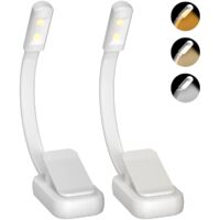 Luce da lettura a LED con clip con batterie AAA, 2 confezioni di luci da lettura per il letto, 3 colori e luminosità dimmerabile continua