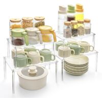 Portaoggetti per mobili da cucina, set di 4, mensola da cucina, portaspezie impilabile, mensola piccola, portabicchieri