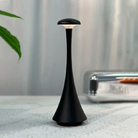 Cordless Dimmable LED Table Lamp, Rechargeable Aluminum Table Lamp TYPE C 3 Color Temperatures, Black (1/5)