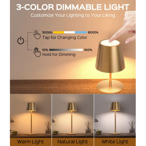 Fenmzee Cordless Table Lamp Set Of 2 – Rechargeable, Touch Control, 3 Color Temperatures, Stepless Dimming, Portable LED Wireless Lamp, 5000mAh