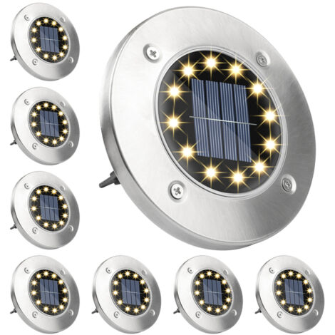 8-Pack Solar Garden Lights with 12 LEDs, In-Ground Spotlights, Decorative Outdoor Lighting (1/5)