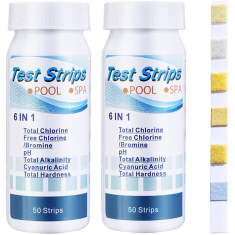 Pool and Spa Test Strips for Water Quality, 7 Parameters, 2 Packs, Hot Tub Chemical Test Kit (1/5)