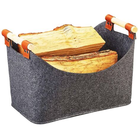 Firewood basket, Foldable felt storage basket, Felt bag, Felt storage box for laundry, 45x32x40 cm (1/5)