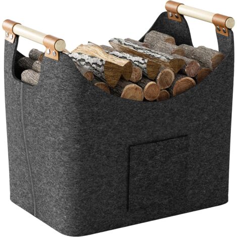 Firewood basket, large firewood basket, felt bag, firewood storage basket, 45 x 32 x 40 cm (1/5)